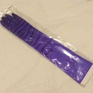 Purple satin elbow long gloves